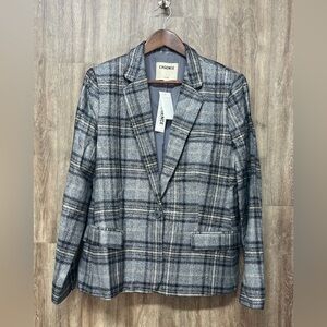 L’Agence Diana Wool Blend Metallic Plaid Blazer